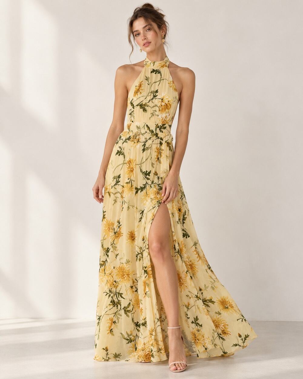 Reformation Andee Dress HoneGlow Floral Maxi Halter Open Back NWT Size 4